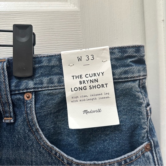 NWTMadewell The curvy brynn long short blue Jean Shorts 33 - Picture 3 of 11